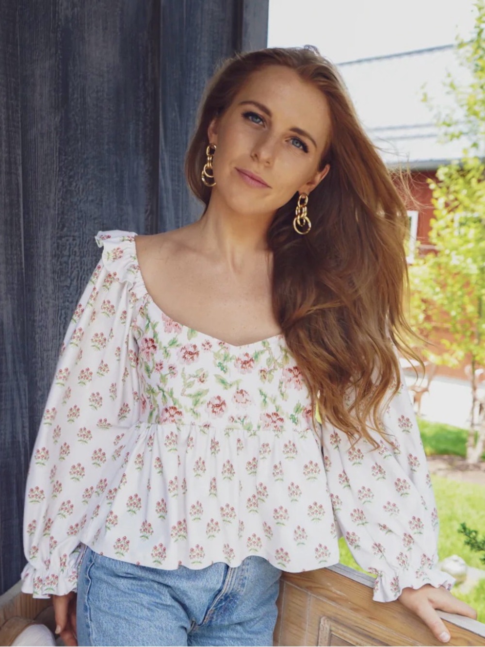 NWT Smith & Quinn Ophelia floral cream peplum top blouse shirt m medium new